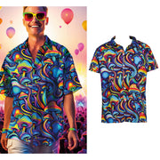 Op deze afbeelding zie je een Kostuums, van het merk Guirca. Funky Shrooms Shirt Man Kostuum