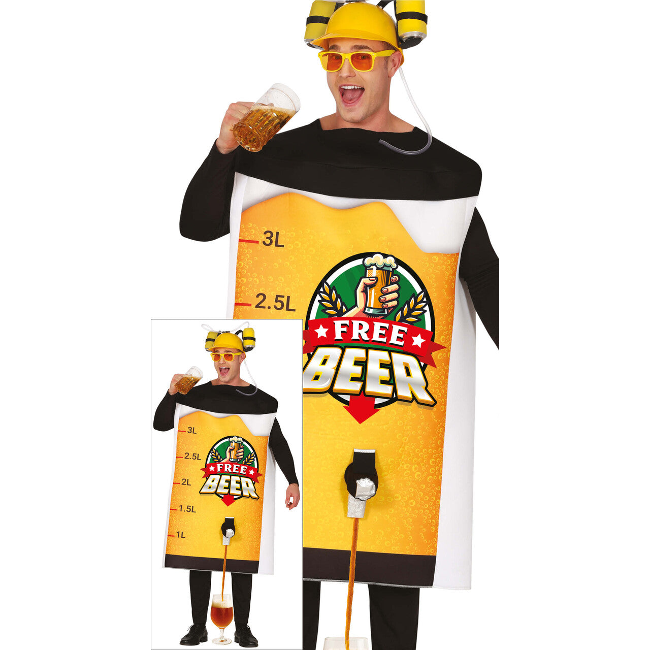 Op deze afbeelding zie je een Kostuums, van het merk Guirca. Free Bier Borrel Buddy Man Kostuum