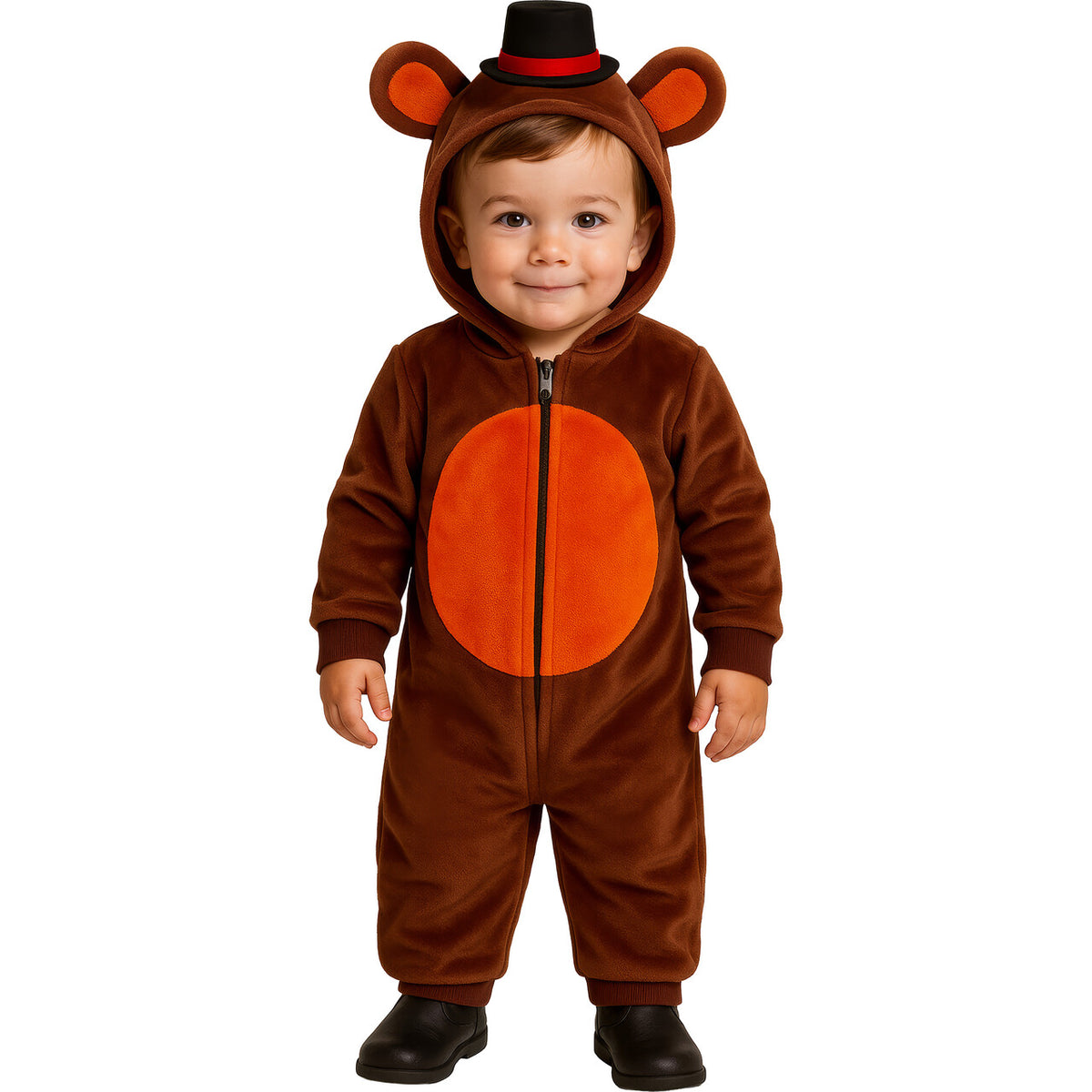 Op deze afbeelding zie je een Kostuums, van het merk Guirca. Mini Freddy Fazbear Jumpsuit Kind Kostuum