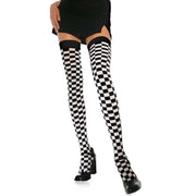 Op deze afbeelding zie je een Accessoires, van het merk Leg Avenue. Zwart-Wit Geblokte Kousen