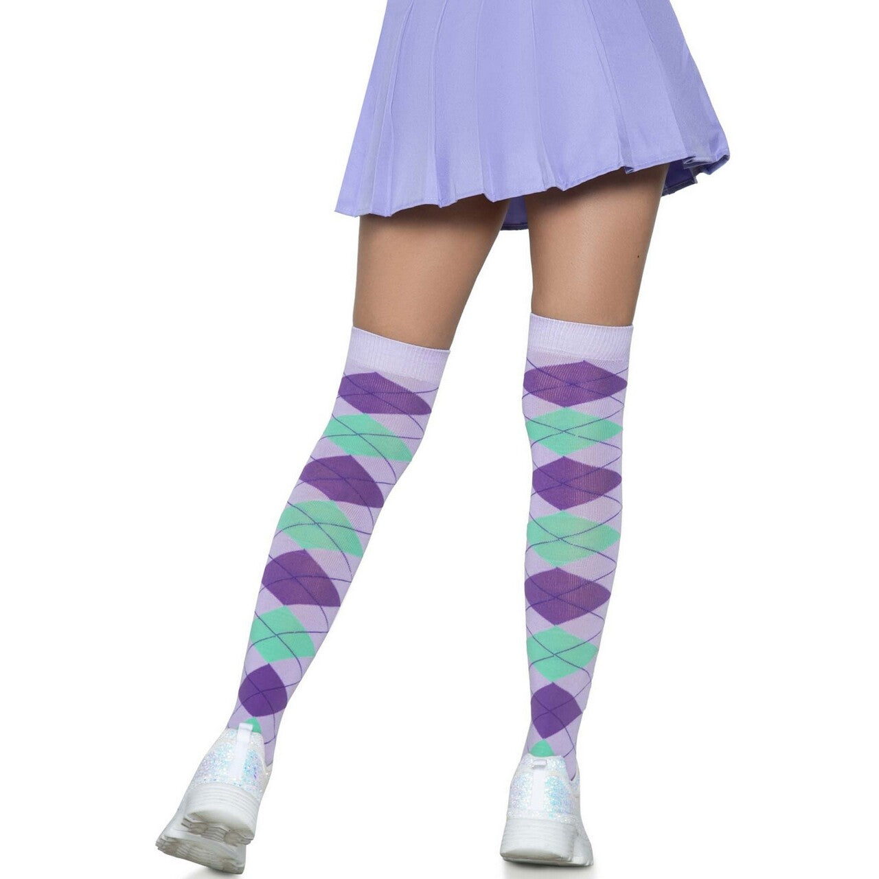 Op deze afbeelding zie je een Accessoires, van het merk Leg Avenue. Lange Kniekousen Student Paars