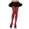 Nylon Gestreepte Panty Rood-Zwart