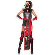 Op deze afbeelding zie je een Kostuums, van het merk Leg Avenue. Strijdvaardige Glimmende Ninja Jurk Met Hoge Split Vrouw