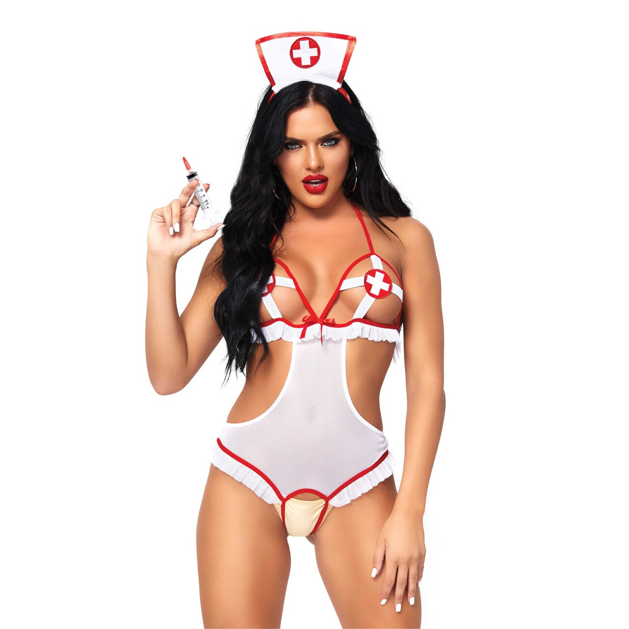 Op deze afbeelding zie je een Kostuums, van het merk Leg Avenue. Roleplay Naughty Nurse Teddy Vrouw Kostuum