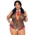 Plus Size Roleplay School Girl Crotchless Teddy Vrouw Kostuum