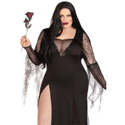 Op deze afbeelding zie je een Kostuums, van het merk Leg Avenue. Spider Morticia Plus Size Vrouw Kostuum