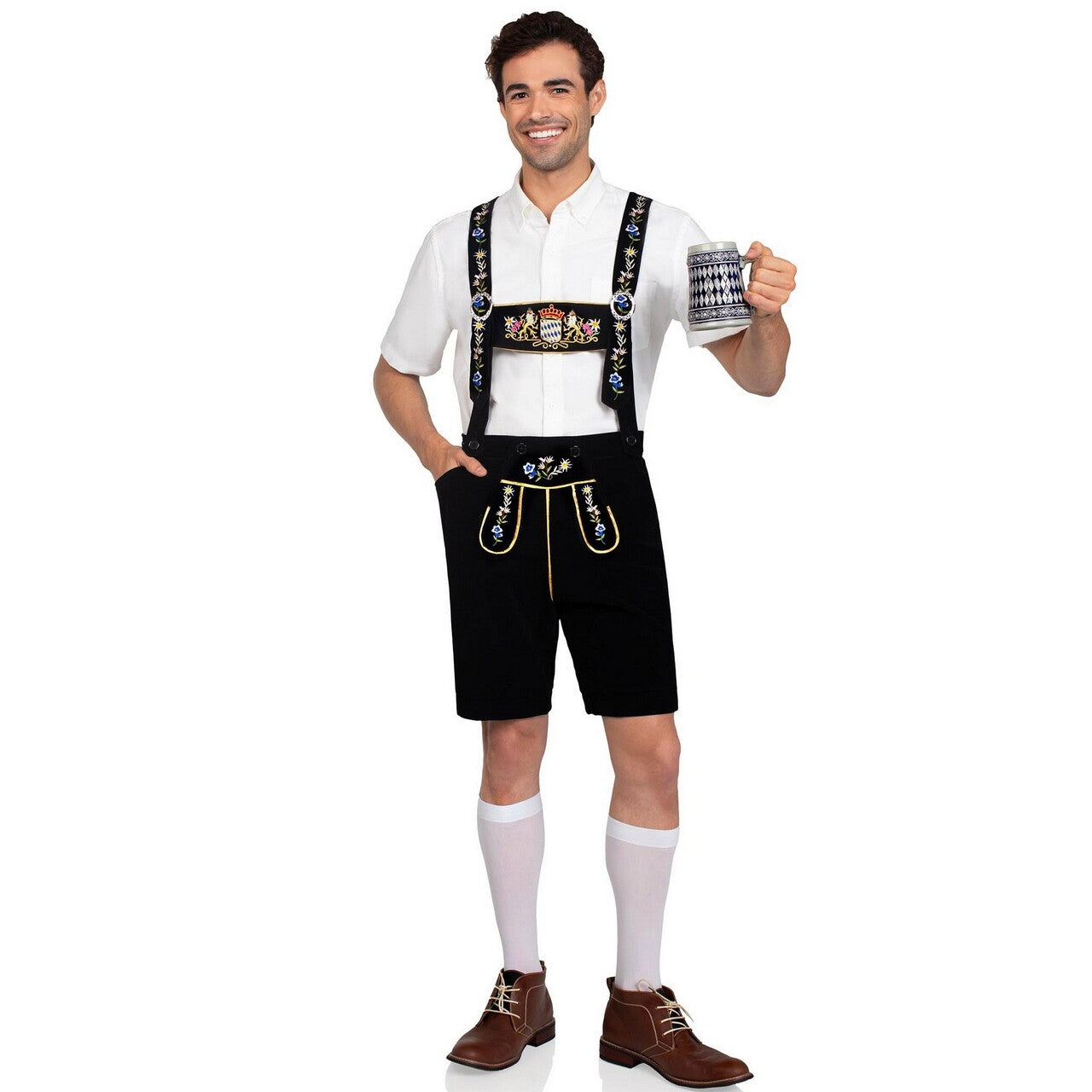 Op deze afbeelding zie je een Kostuums, van het merk Leg Avenue. Bavarian Lederhosen Zwart Man