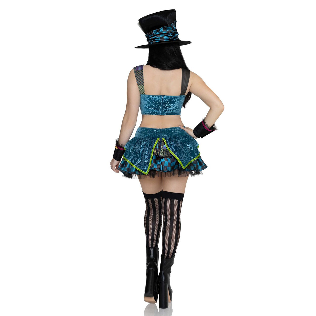 Op deze afbeelding zie je een Kostuums, van het merk Leg Avenue. Darling Mad Hatter Top And Skirt Vrouw