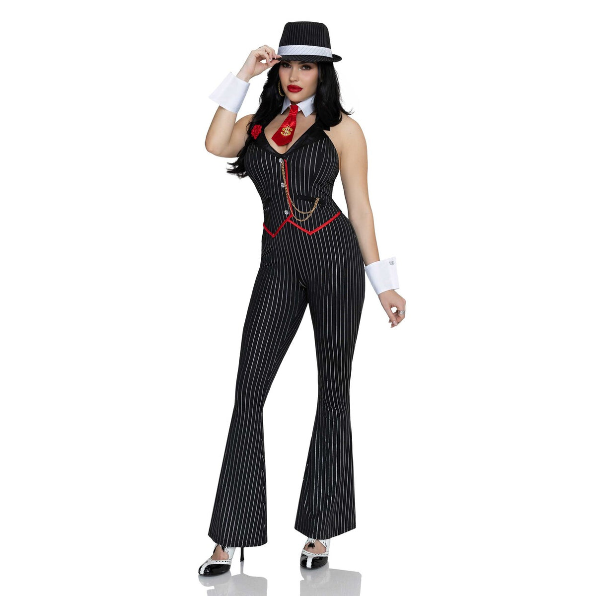 Op deze afbeelding zie je een Kostuums, van het merk Leg Avenue. Lady Mobster Catsuit Vrouw Kostuum