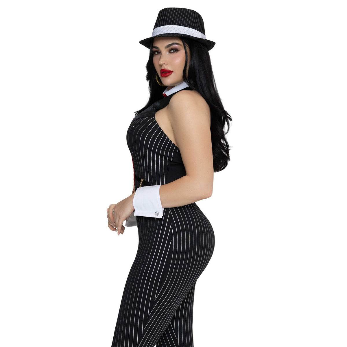 Op deze afbeelding zie je een Kostuums, van het merk Leg Avenue. Lady Mobster Catsuit Vrouw Kostuum