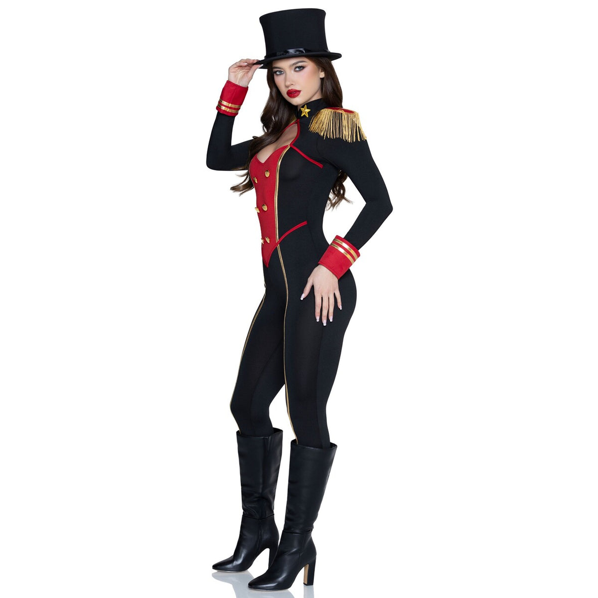 Op deze afbeelding zie je een Kostuums, van het merk Leg Avenue. Commanding Ringmaster Catsuit Vrouw Kostuum