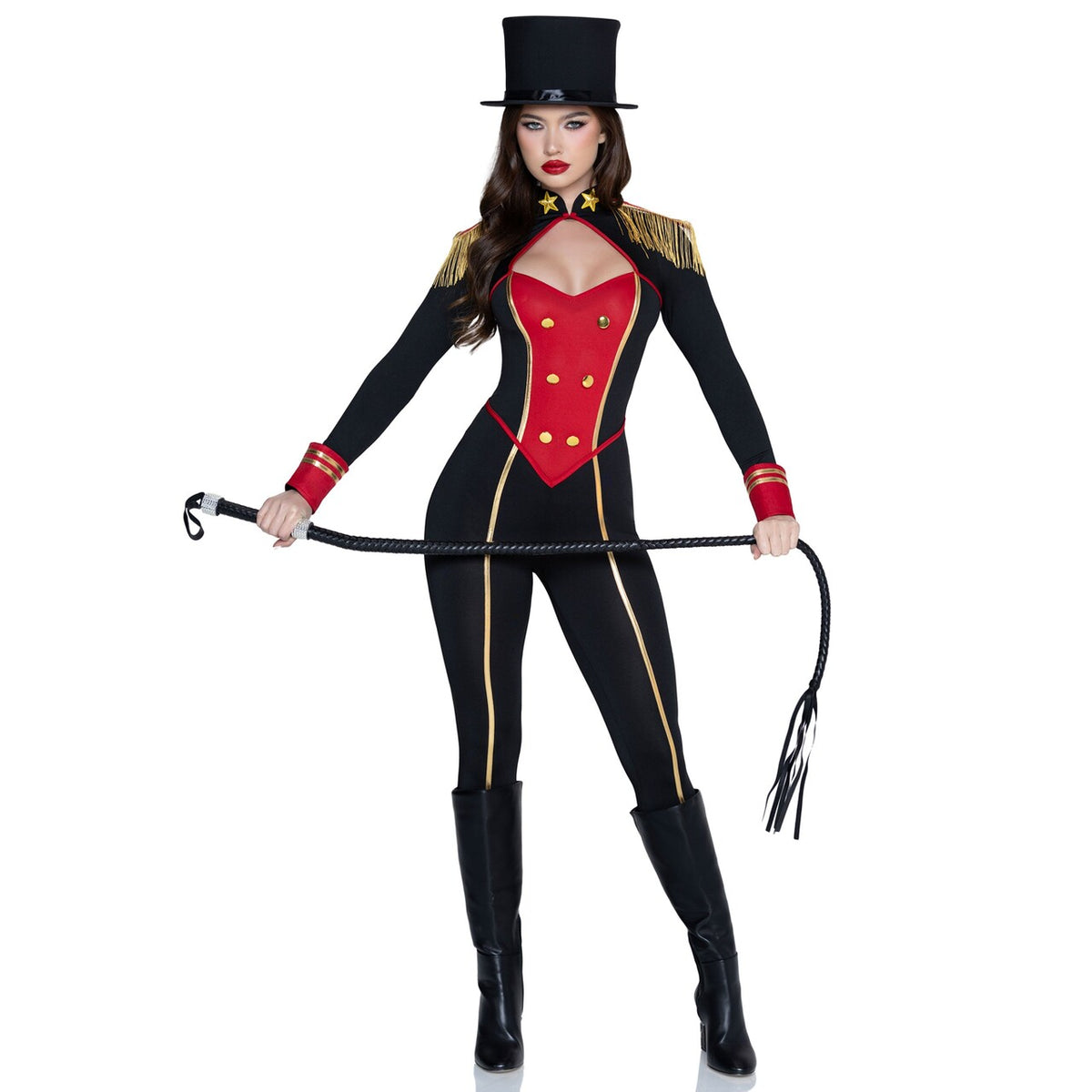 Op deze afbeelding zie je een Kostuums, van het merk Leg Avenue. Commanding Ringmaster Catsuit Vrouw Kostuum