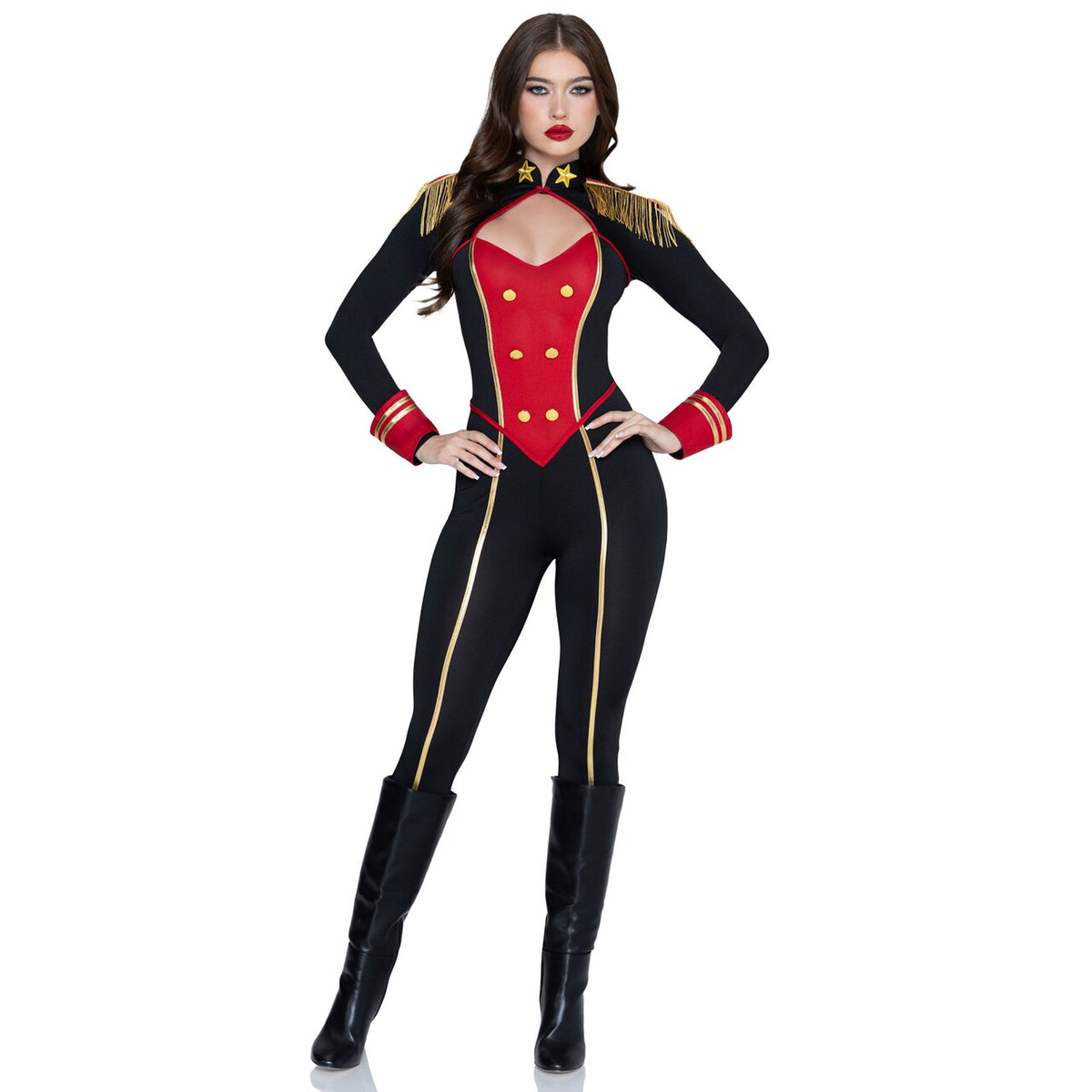 Op deze afbeelding zie je een Kostuums, van het merk Leg Avenue. Commanding Ringmaster Catsuit Vrouw Kostuum