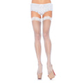Witte Visnet Kousen Met Luxe Kanten Top Wit