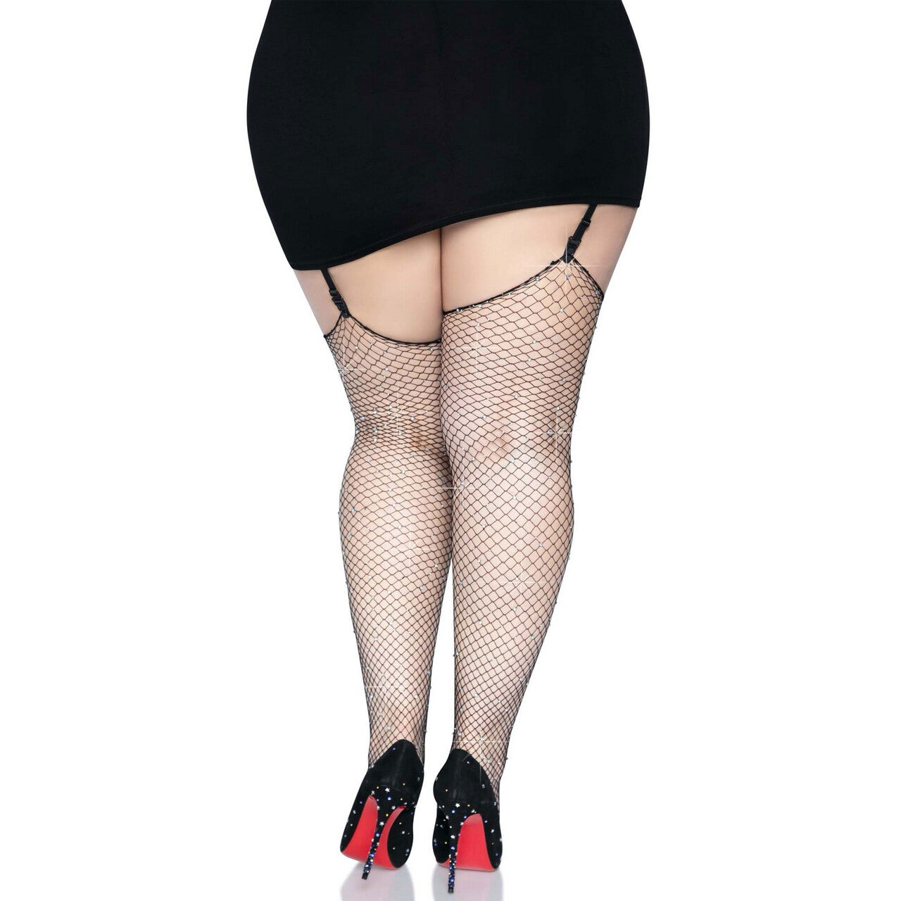Op deze afbeelding zie je een Accessoires, van het merk Leg Avenue. Visnet Stockings Met Strass Zwart Plus Size