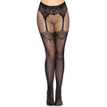Sexy Visnet Panty Met Jarretel Motief Zwart