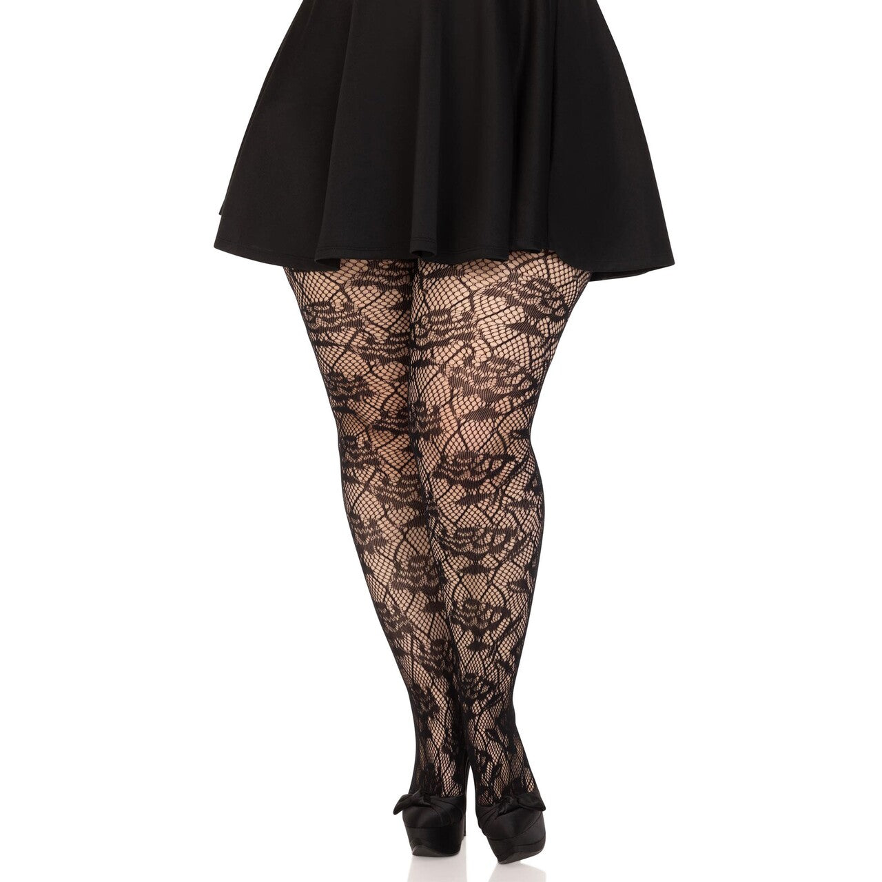 Op deze afbeelding zie je een Accessoires, van het merk Leg Avenue. Panty Flower Garden Zwart Plus Size