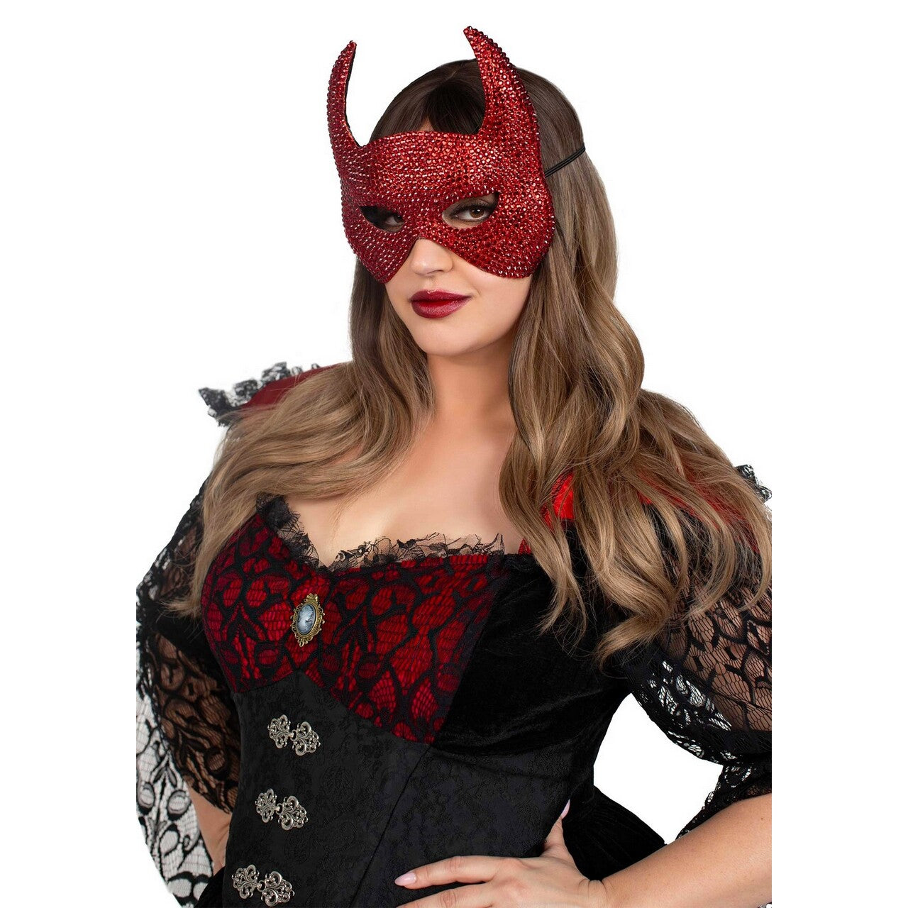Op deze afbeelding zie je een Accessoires, van het merk Leg Avenue. Duivels Masker Met Steentjes