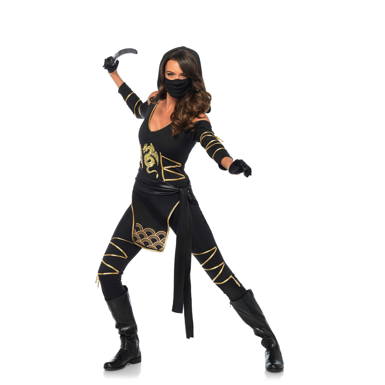 Op deze afbeelding zie je een Kostuums, van het merk Leg Avenue. Spannende Zwarte Ninja Vrouw Kostuum