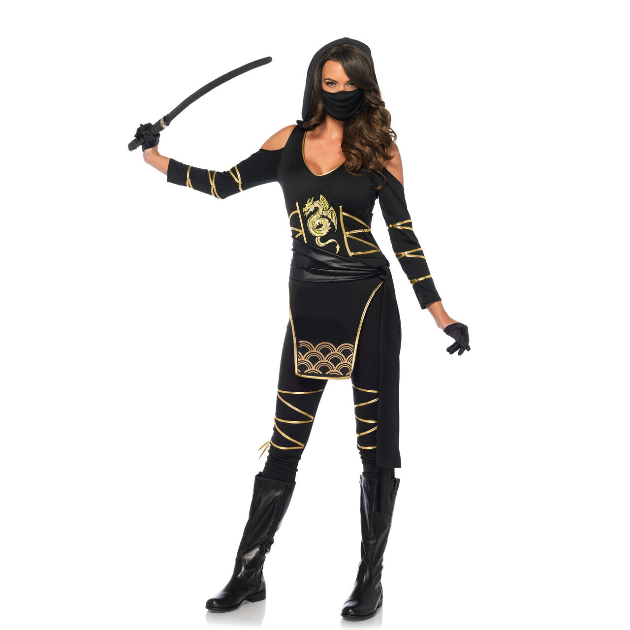 Op deze afbeelding zie je een Kostuums, van het merk Leg Avenue. Spannende Zwarte Ninja Vrouw Kostuum