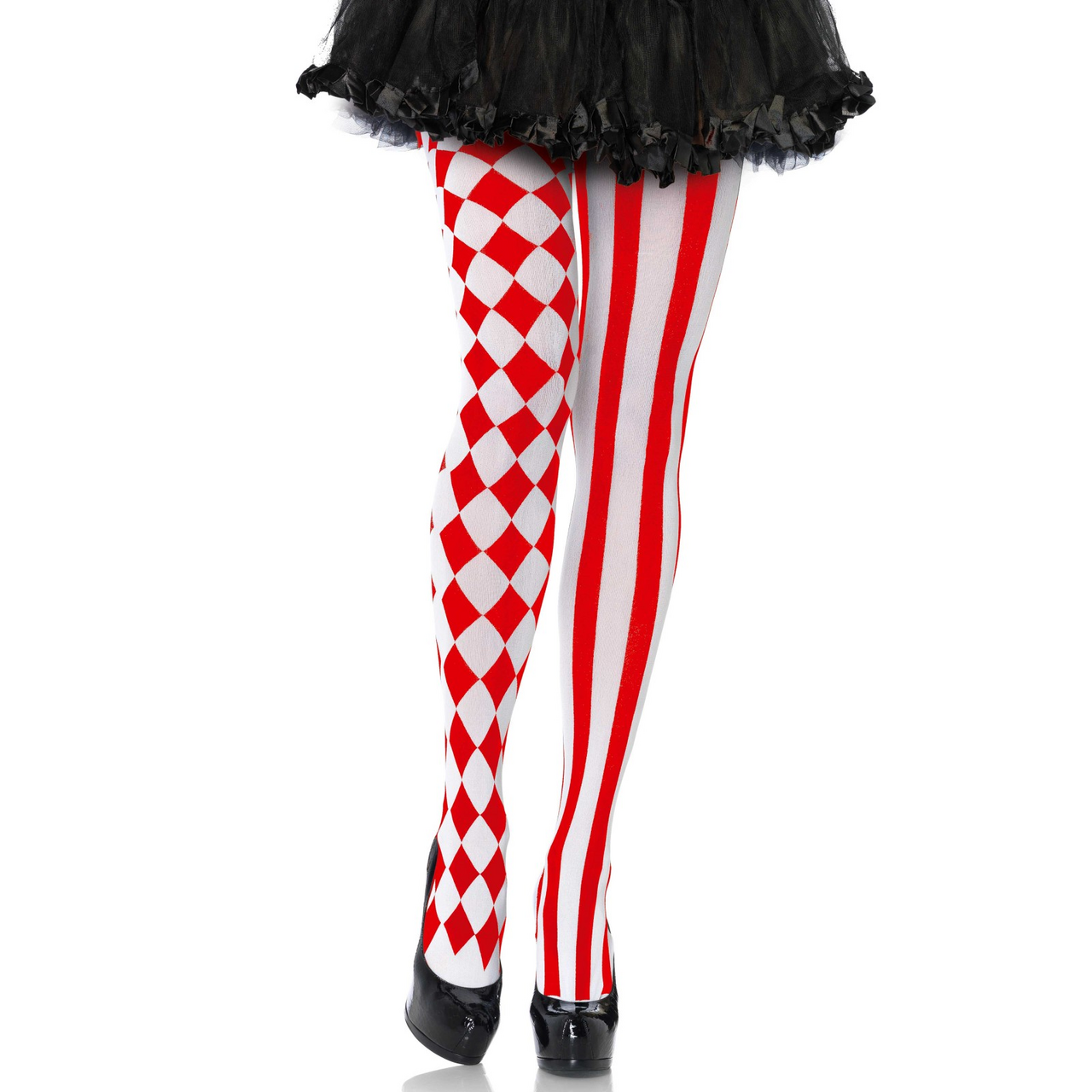Op deze afbeelding zie je een Accessoires, van het merk Leg Avenue. Harlekijn Print Panty Ruit Streep