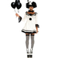 Zwart Witte Pierrot Paris Vrouw Kostuum