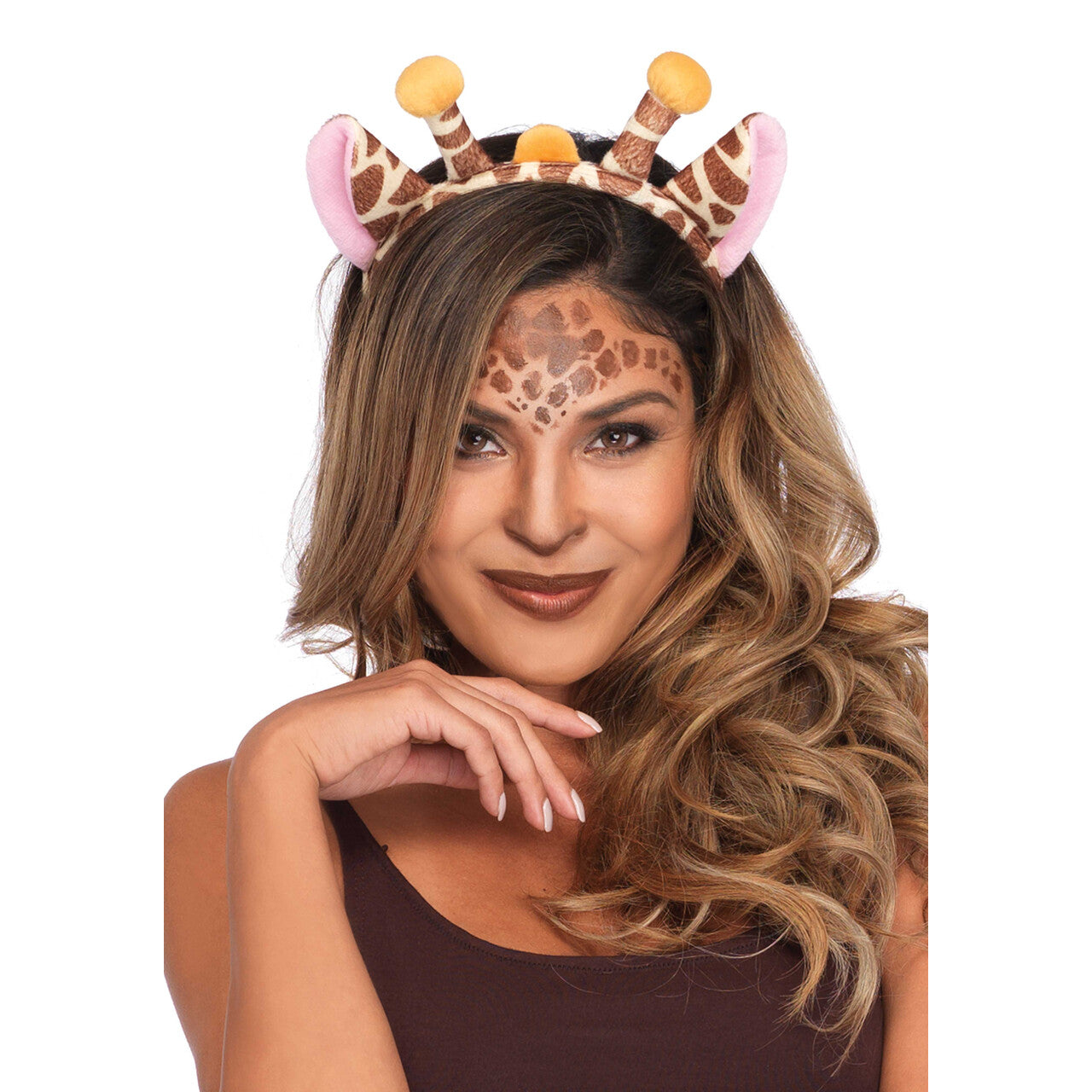 Op deze afbeelding zie je een Accessoires, van het merk Leg Avenue. Giraffe Set Staart En Haarband Met Oortjes En Hoorns