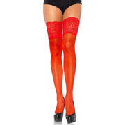 Op deze afbeelding zie je een Accessoires, van het merk Leg Avenue. Fijn Kanten Boord Stay Ups Fenna Rood Plus Size
