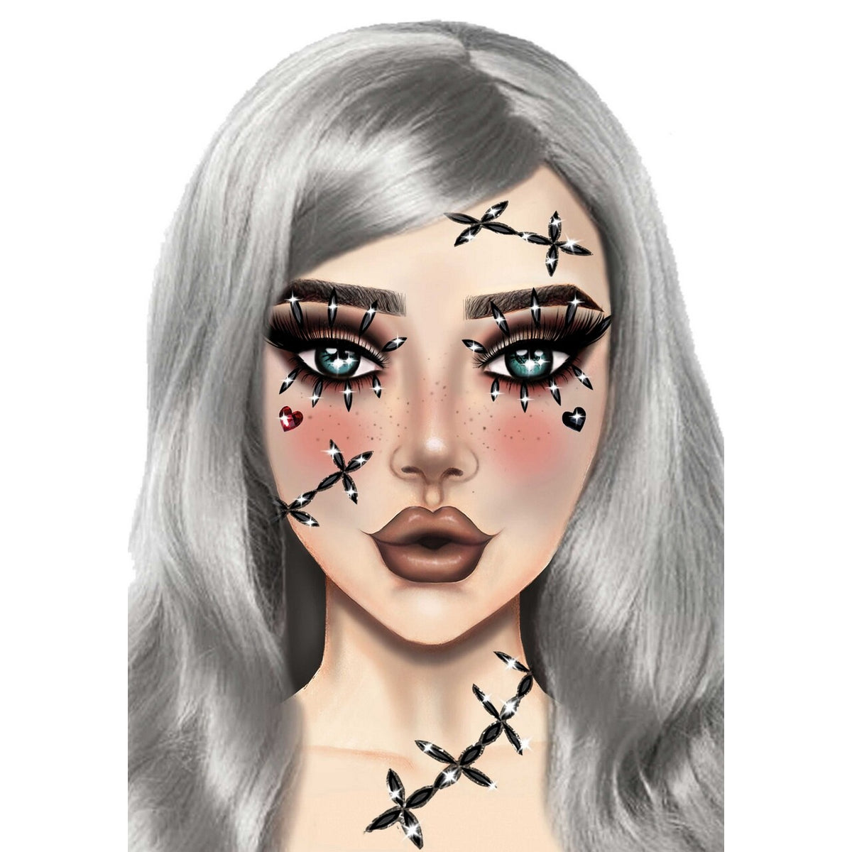 Op deze afbeelding zie je een Accessoires, van het merk Leg Avenue. Stitches Face Jewels Sticker