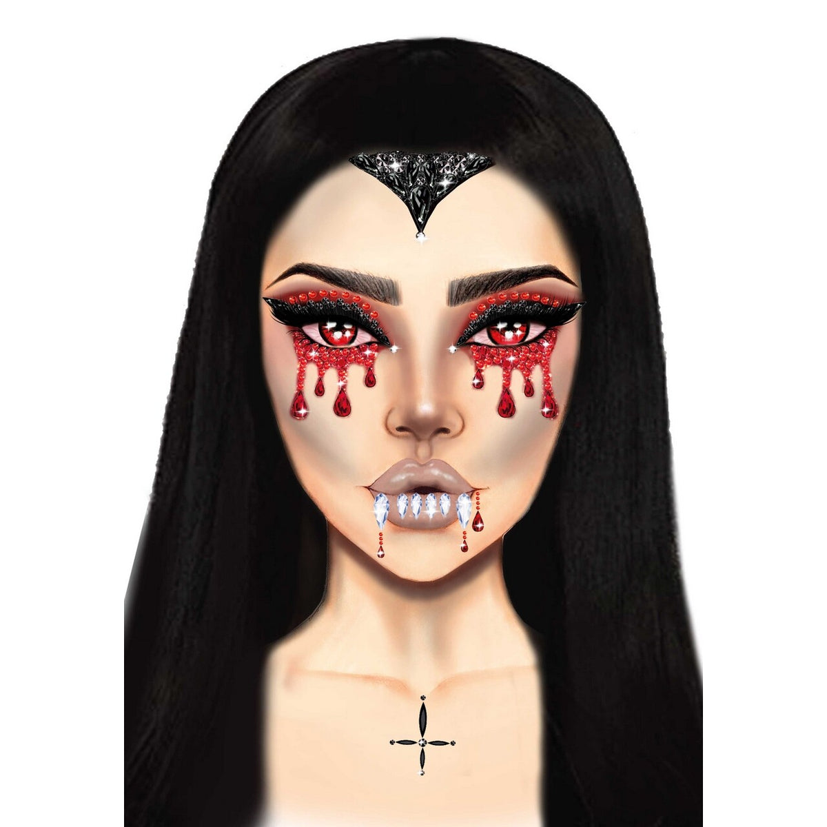 Op deze afbeelding zie je een Accessoires, van het merk Leg Avenue. Vampire Face Jewels Sticker