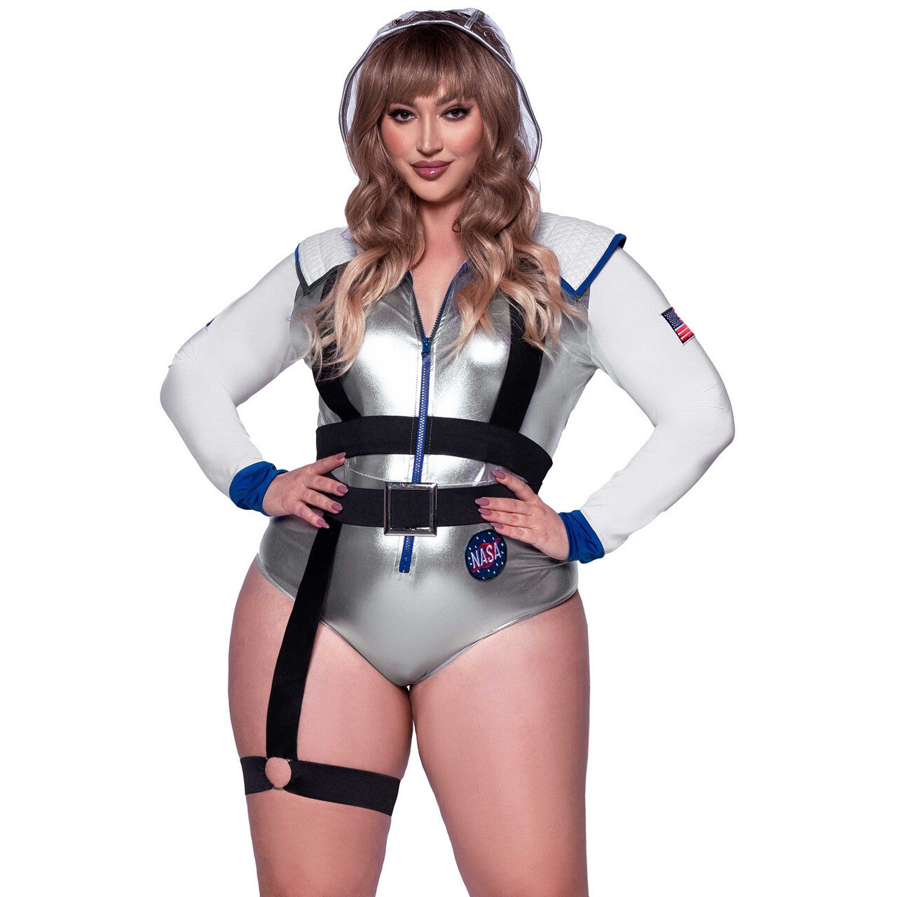 Op deze afbeelding zie je een Kostuums, van het merk Leg Avenue. Drop Down Gorgious Astronaut Plus Size Vrouw Kostuum