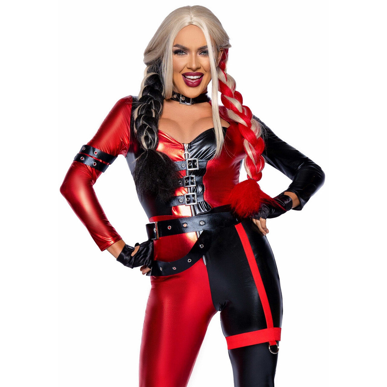 Op deze afbeelding zie je een Kostuums, van het merk Leg Avenue. Super Bad Chick Harley Q Vrouw Kostuum