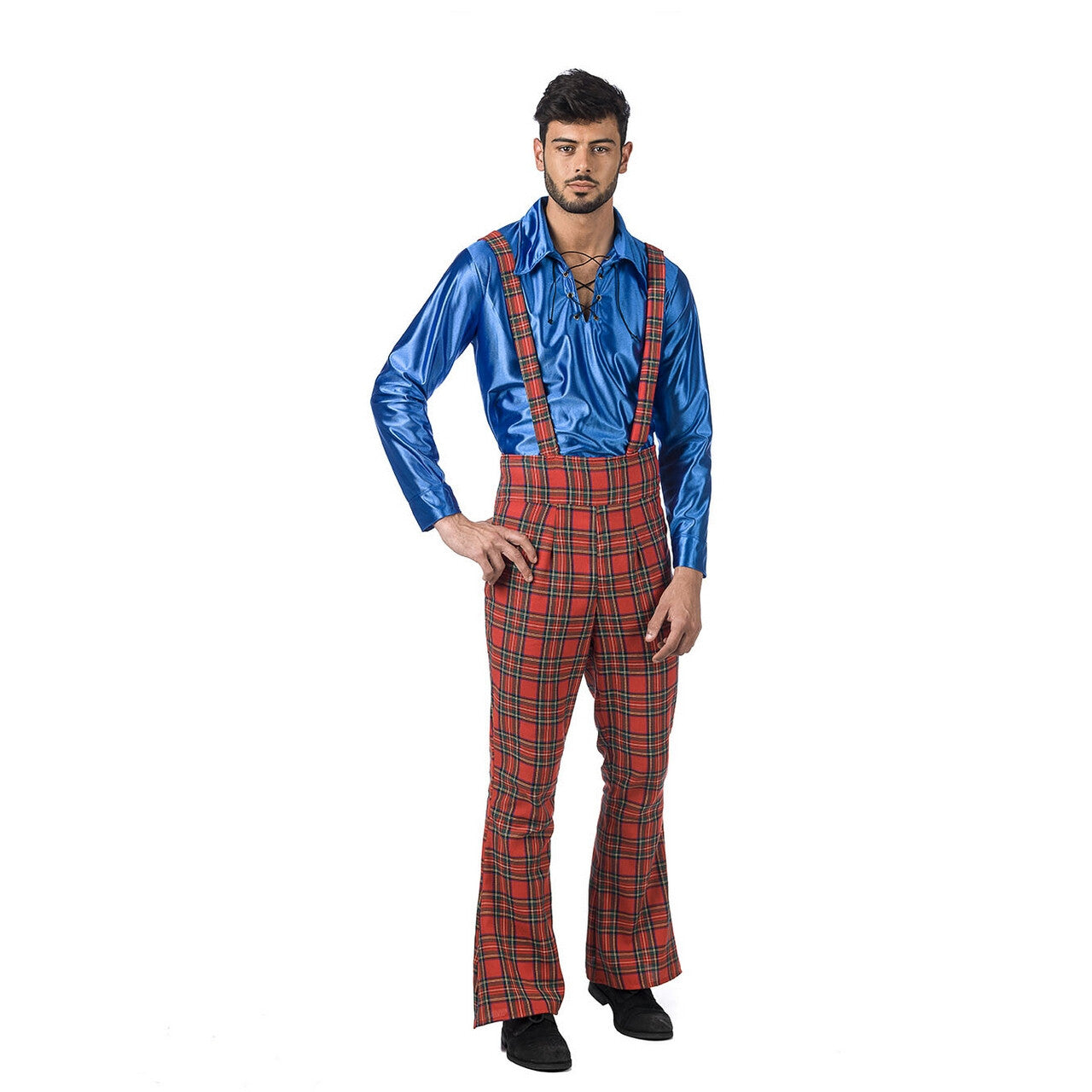 Op deze afbeelding zie je een Kostuums, van het merk Limit. Schotse Circus Clown Adribas Man Kostuum