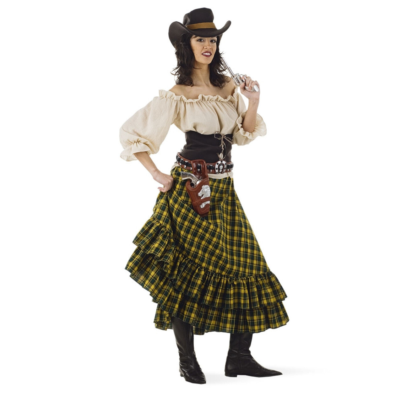 Op deze afbeelding zie je een Kostuums, van het merk Limit. Winnie Winchester Wilde Westen Wisconsin Cowgirl Vrouw Kostuum