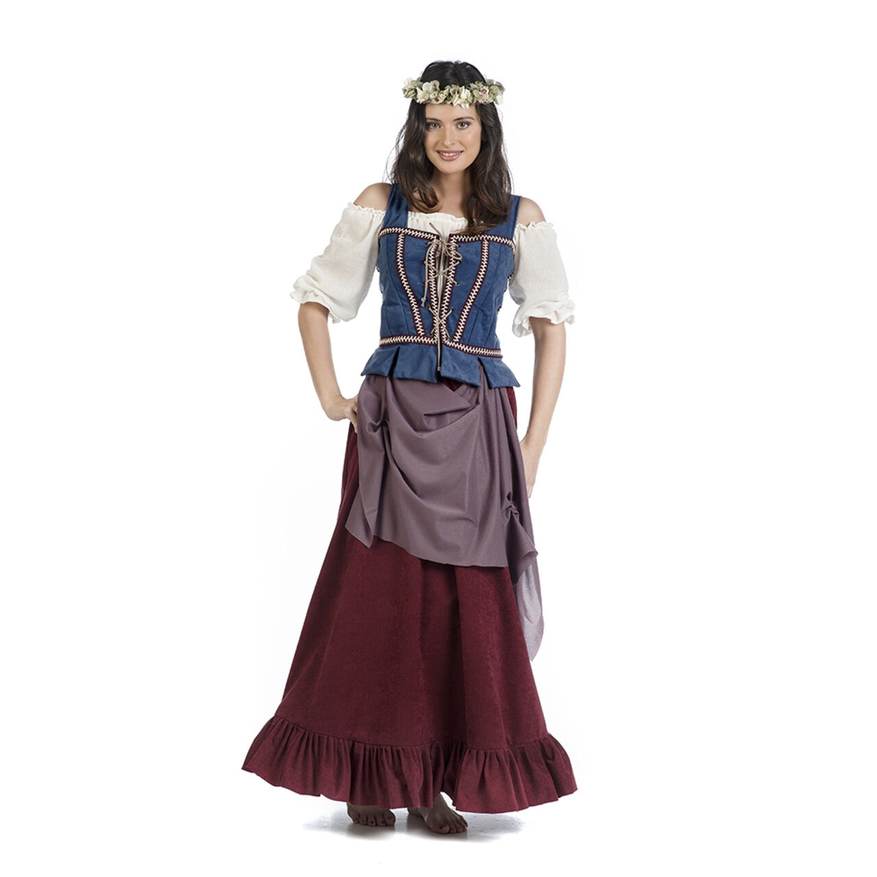 Op deze afbeelding zie je een Kostuums, van het merk Limit. Herberg Het Hoekje Herbergier Hilda Vrouw Kostuum