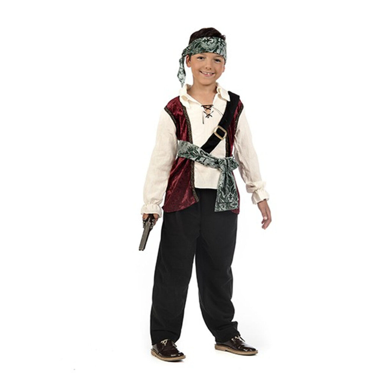 Op deze afbeelding zie je een Kostuums, van het merk Limit. Maximiliaan Musket Galjoen Piraat Jongen Kostuum
