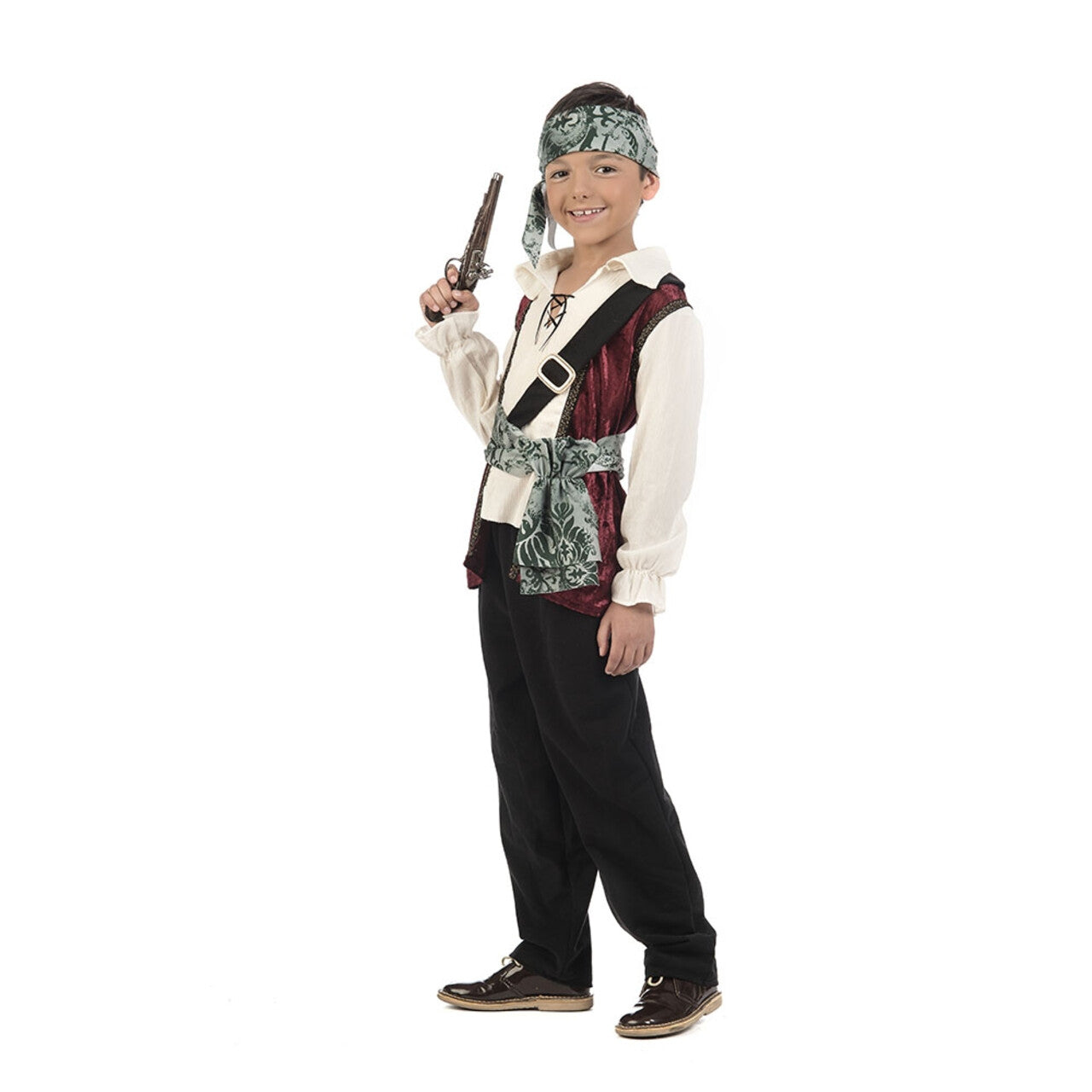 Op deze afbeelding zie je een Kostuums, van het merk Limit. Maximiliaan Musket Galjoen Piraat Jongen Kostuum