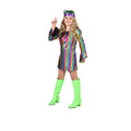 Gestreepte Regenboog Dance Party Meisje Kostuum