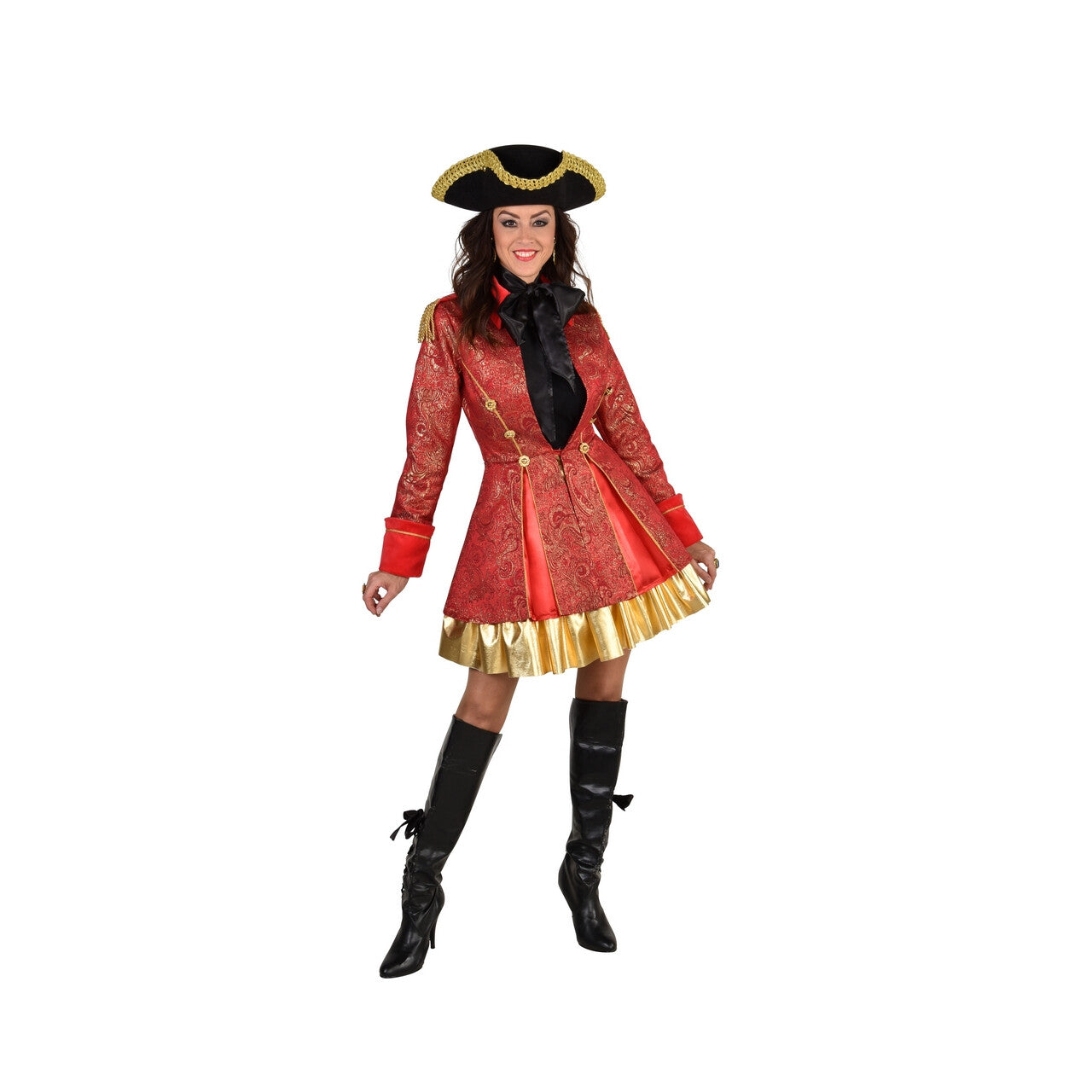 Op deze afbeelding zie je een Kostuums, van het merk Magic By Freddy's. Rode Luxe Brocate Mantel Bernadette Vrouw Kostuum
