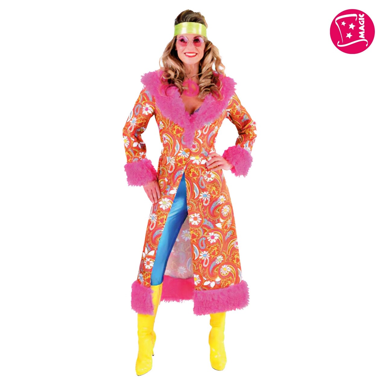 Op deze afbeelding zie je een Kostuums, van het merk Magic By Freddy's. Hippe Hippie Jas Patricia Paisley Vrouw Kostuum