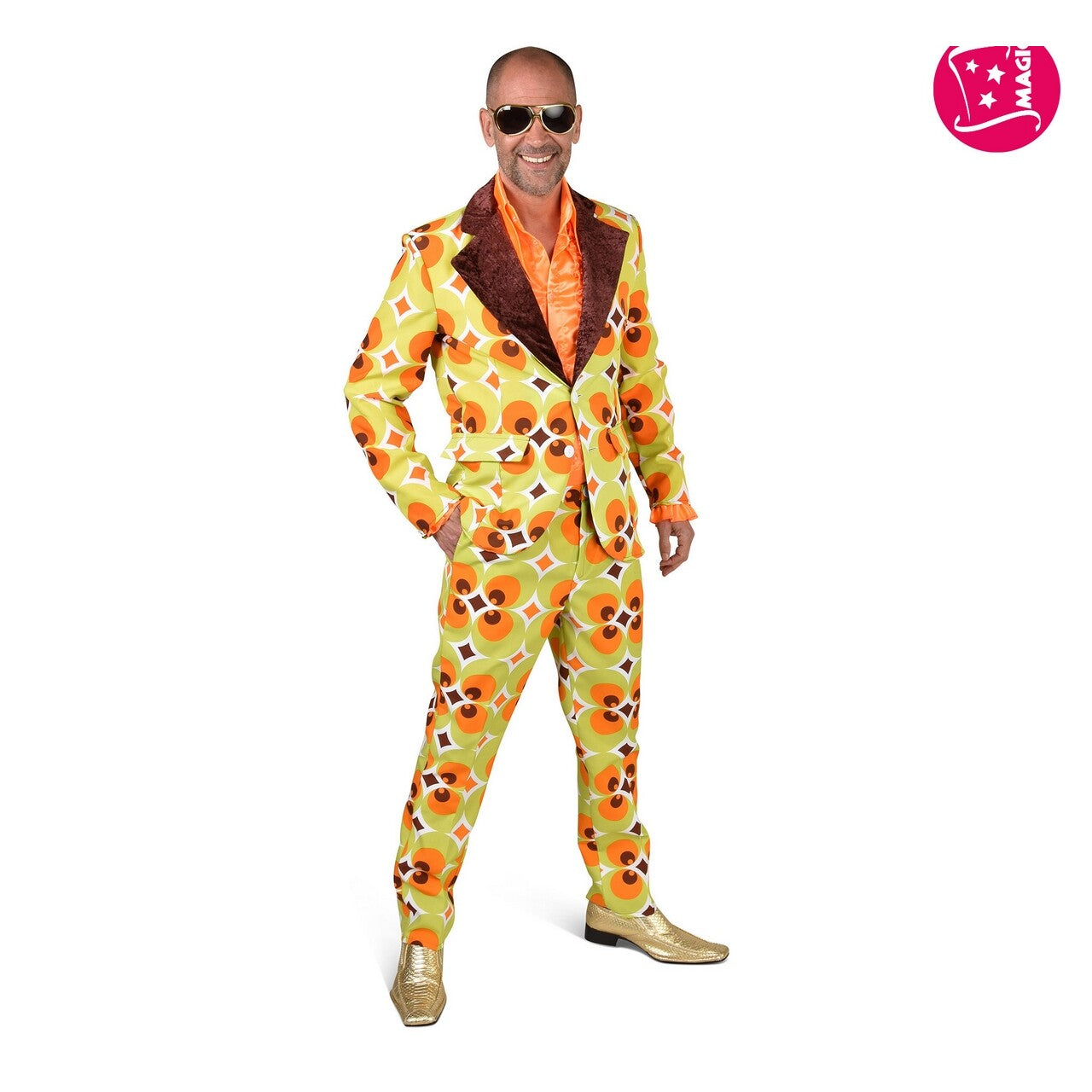 Op deze afbeelding zie je een Kostuums, van het merk Magic By Freddy's. Funk In The Disco Green Man Kostuum