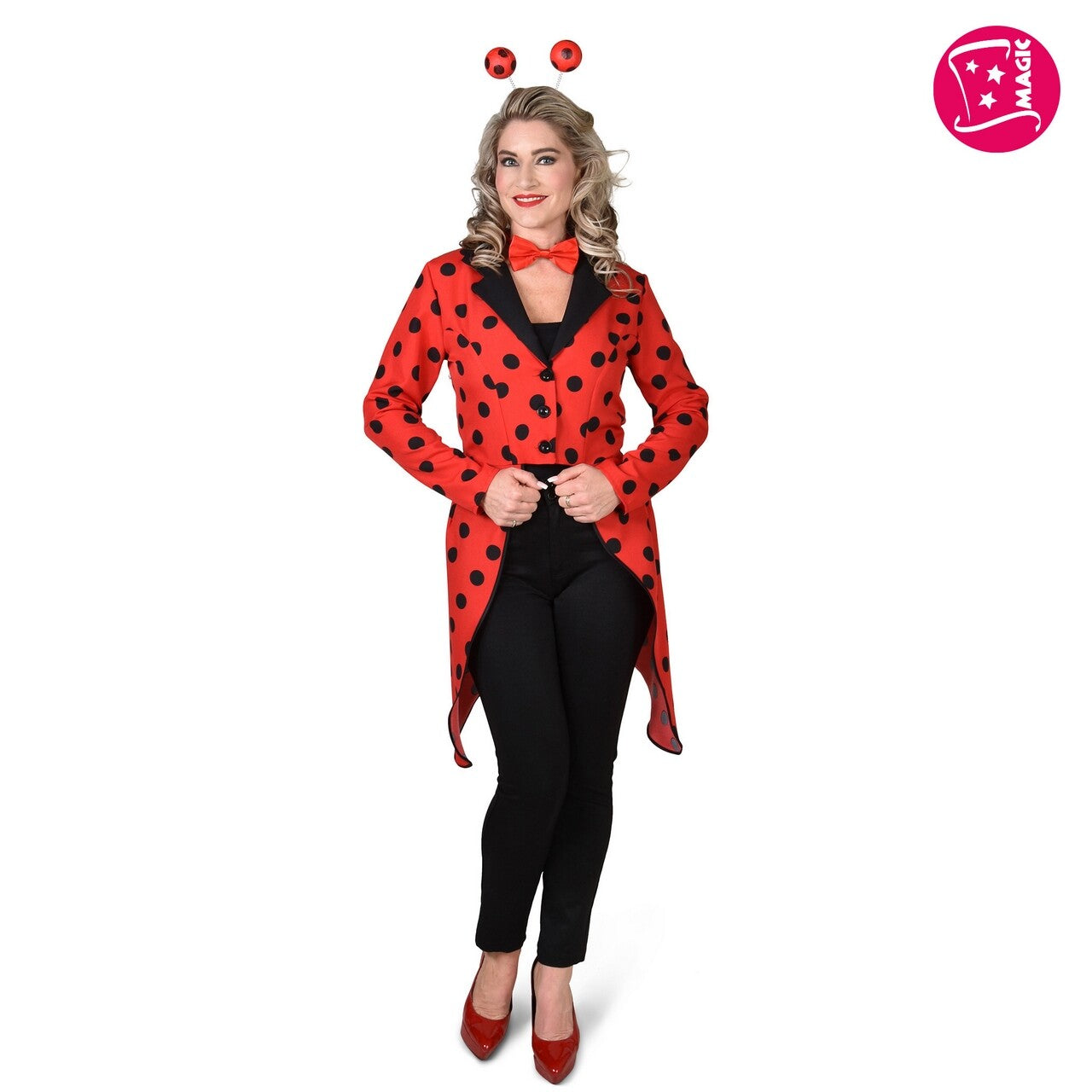 Op deze afbeelding zie je een Kostuums, van het merk Magic By Freddy's. Stip The Lady Bug Vrouw