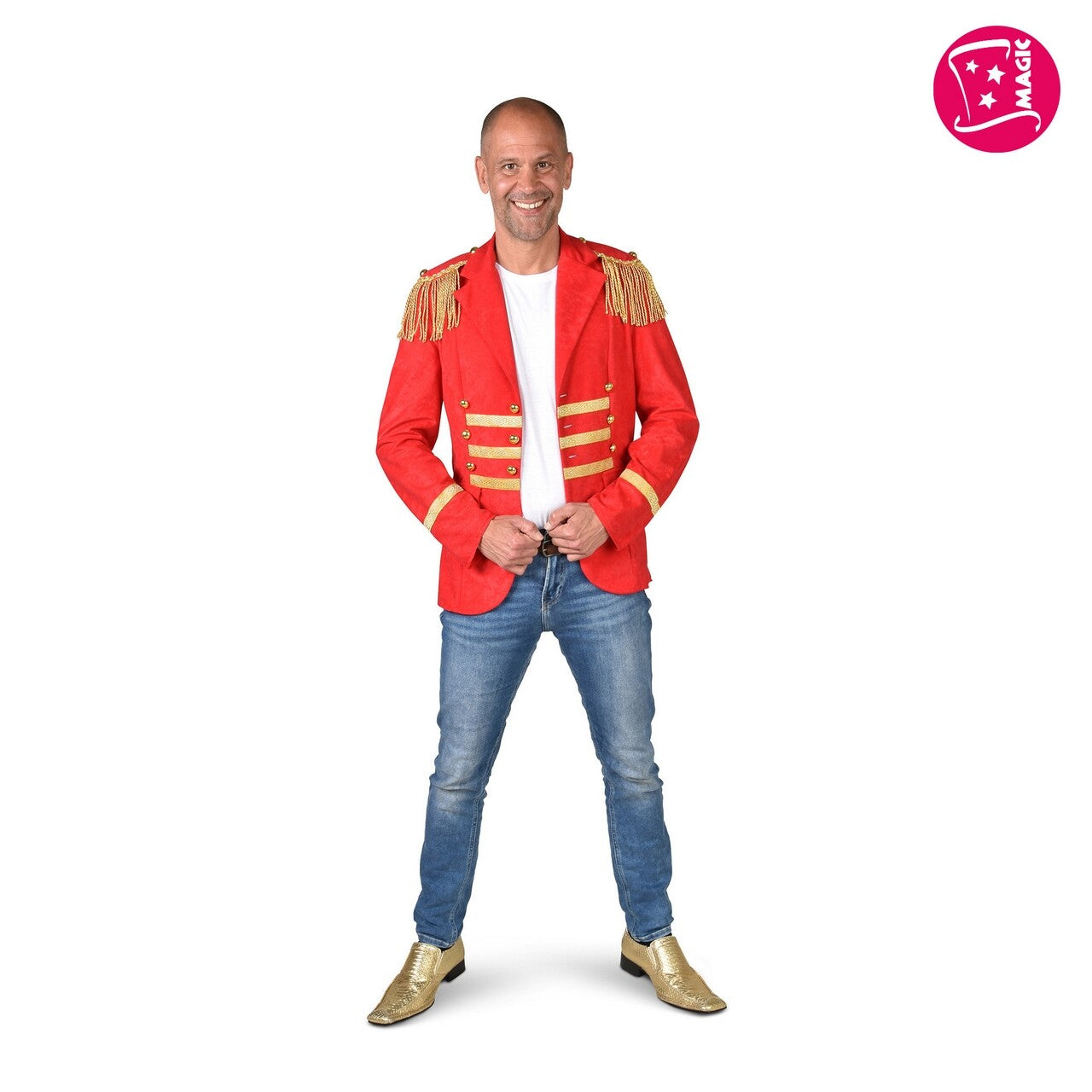 Op deze afbeelding zie je een Kostuums, van het merk Magic By Freddy's. Jas Blaaskapel Fanfare Rood Man