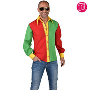 Op deze afbeelding zie je een Kostuums, van het merk Magic By Freddy's. Overhemd Carnaval Rood Groen Geel Man