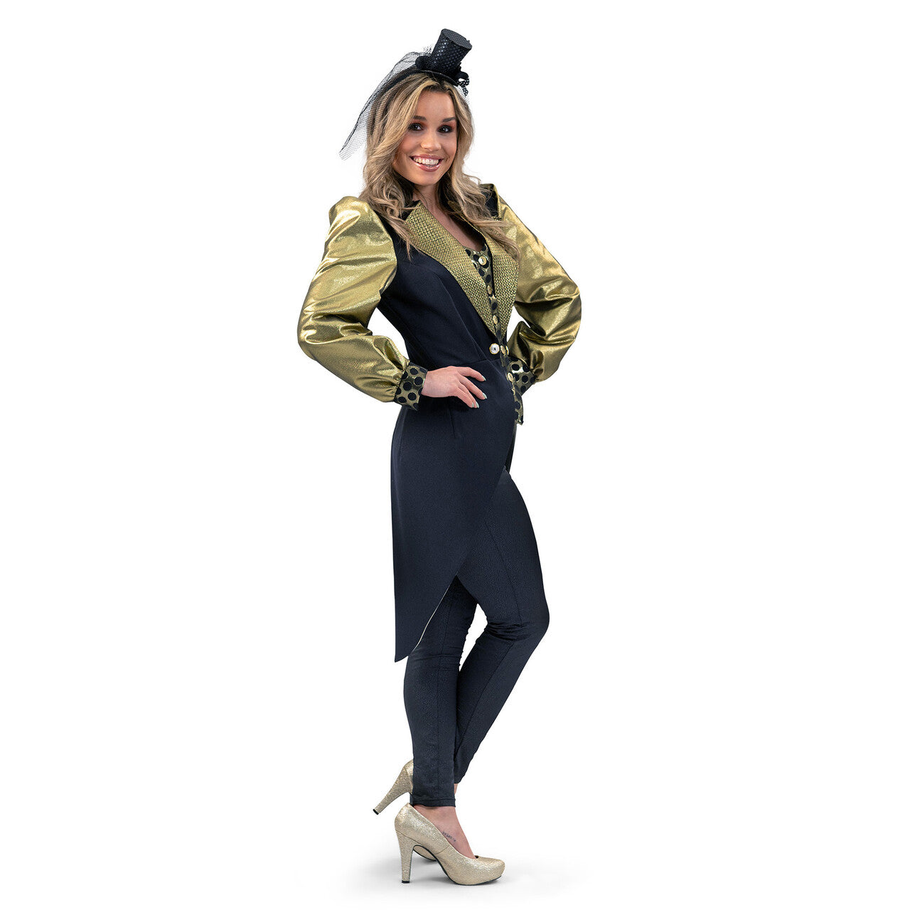Op deze afbeelding zie je een Kostuums, van het merk Magic By Freddy's. Gouden Confetti Slipjas Vrouw