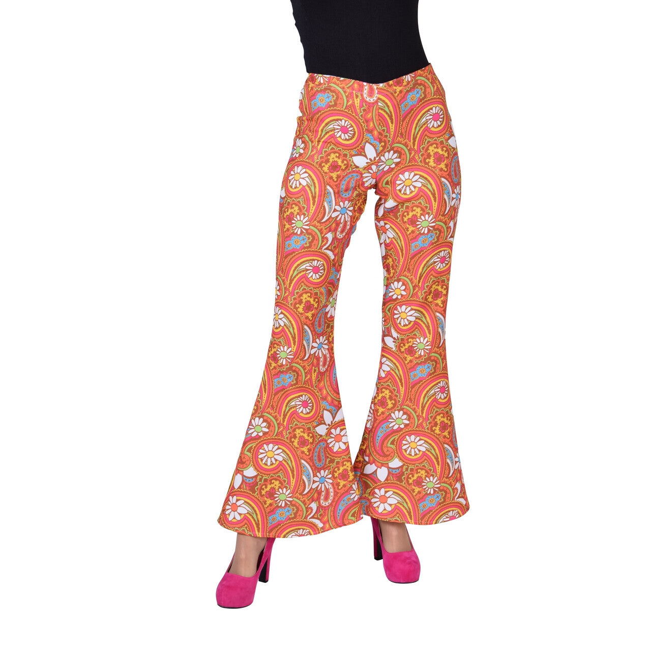 Op deze afbeelding zie je een Kostuums, van het merk Magic By Freddy's. Vrolijk Tuintje Hippie Broek Oranje Vrouw