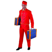 Op deze afbeelding zie je een Kostuums, van het merk Magic By Freddy's. Koffersjouwer Bell Boy Hilton Hotel Man Kostuum