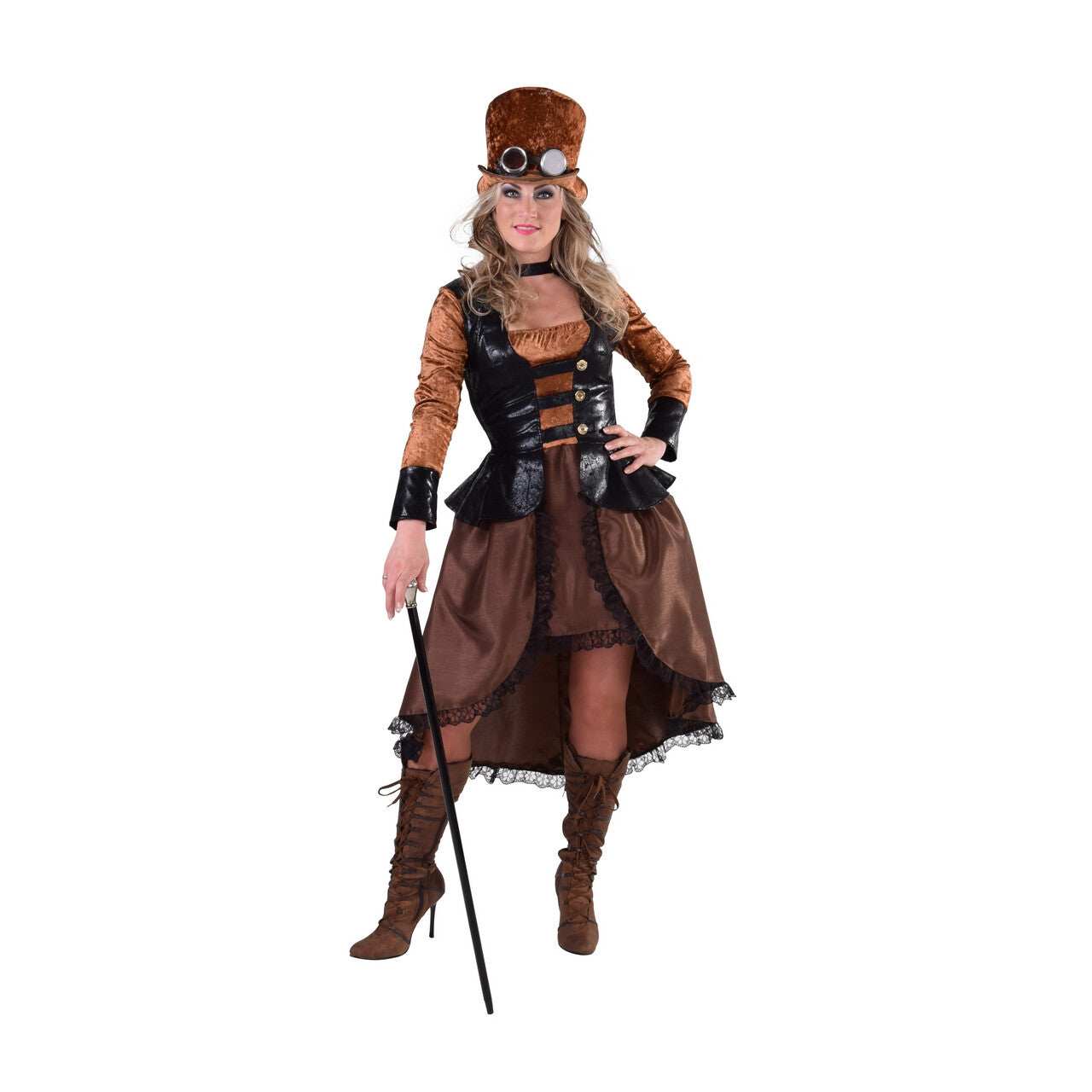 Op deze afbeelding zie je een Kostuums, van het merk Magic By Freddy's. Sheffield Steampunk Cyber Vrouw Kostuum