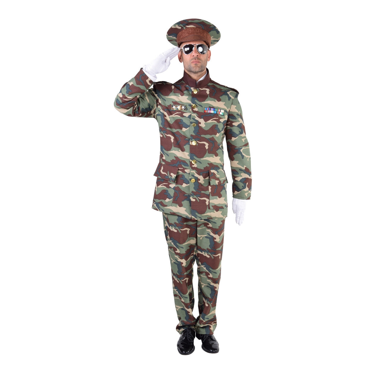 Op deze afbeelding zie je een Kostuums, van het merk Magic By Freddy's. Officier Erewacht Camouflage Man Kostuum