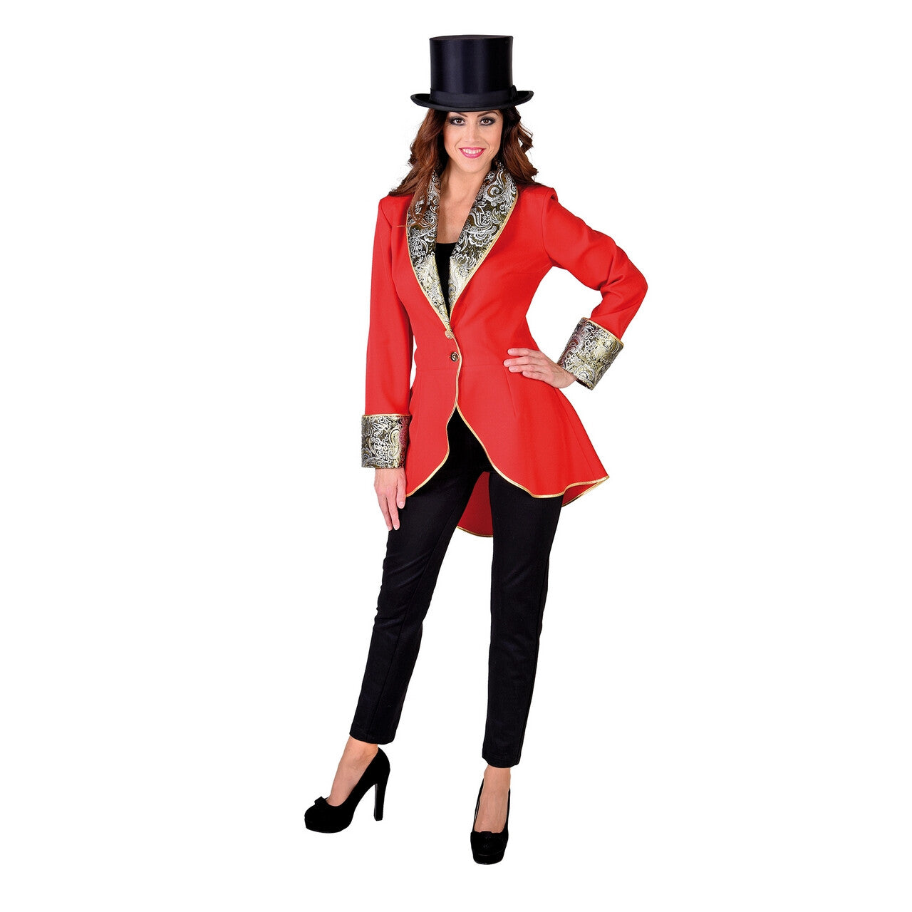 Op deze afbeelding zie je een Kostuums, van het merk Magic By Freddy's. Fancy Freule Brokaat Jas Rood Vrouw